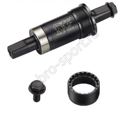 Neco каретка b910p под квадрат, bsa 1.37”x24t, r/l, 68/116мм. ось 10в21, левая чашка - нейлон, правая - сталь, стальной корпус, 2 промподшипника. вес 274г. назначение: trekking/comfort, в торг.уп.